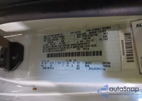 2003 Ford E-150 Commercial z USA, uszkodzony, nr VIN 1FTRE14213HC00577